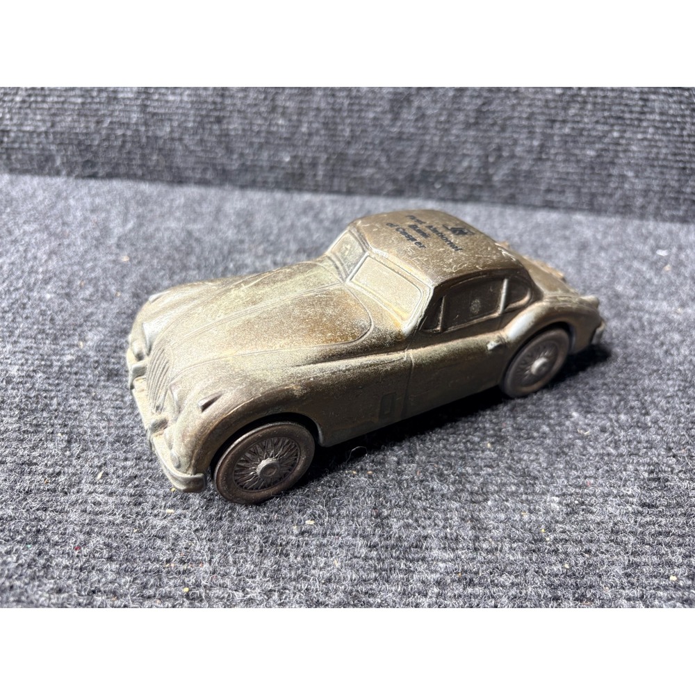 Vintage Banthrico Jaguar XK140 Metal Coin Bank First National Bank Casper 1955